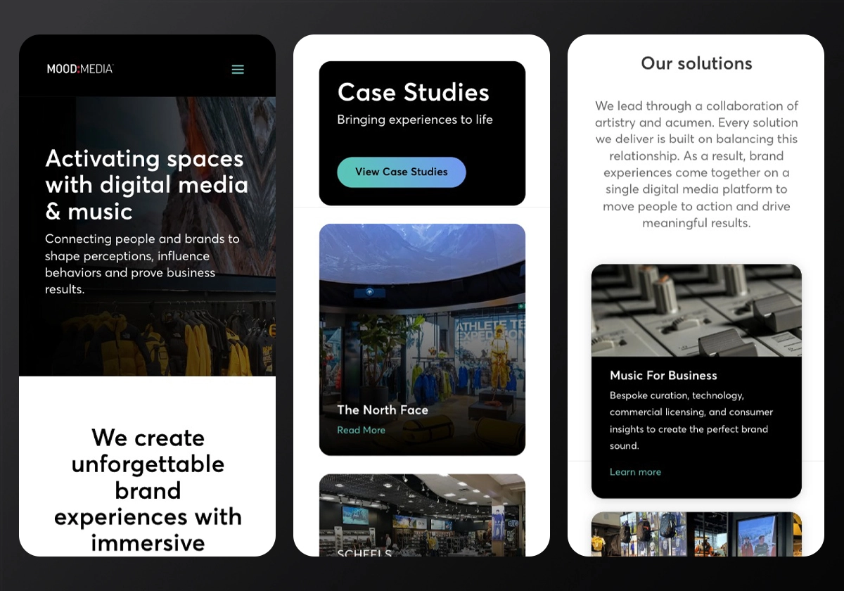 Mood Media Website Design System - Homepage Mobile