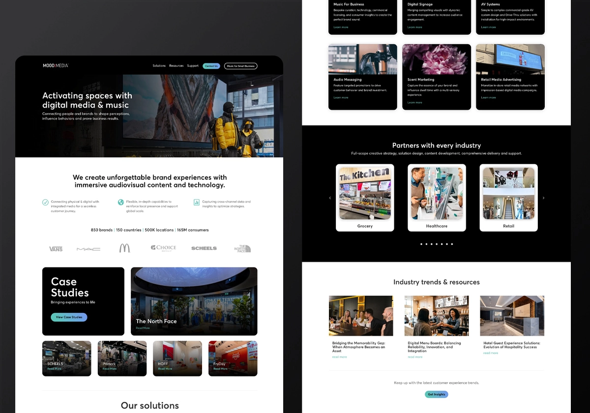 Mood Media Website Design System - Homepage