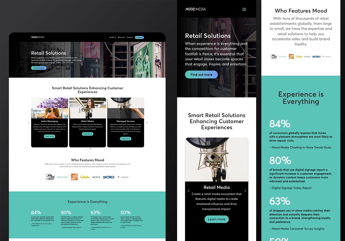 Mood Media Website Design System - Industry - Retail