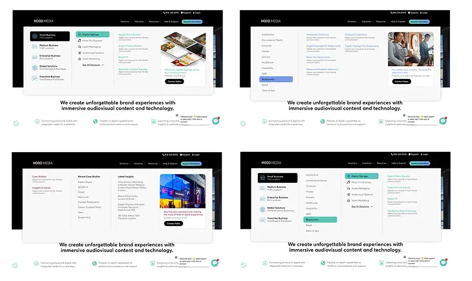 Mood Media Mega Menu Design - Version 2